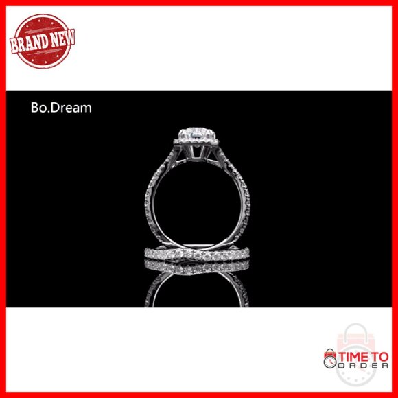 Sterling Silver Split Shank Wedding Set Size 6.5 CZ Halo Ring - Picture 7 of 7